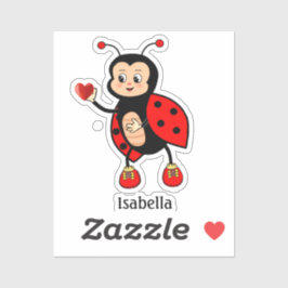 Schattig lieveheersbeestje en hart sticker