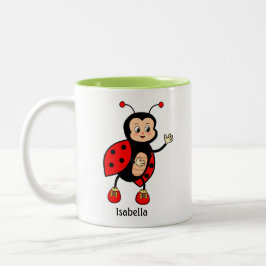 Schattig lieveheersbeestje en hart tweekleurige koffiemok