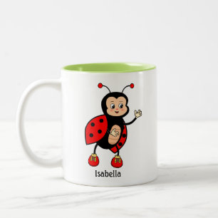 Schattig lieveheersbeestje en hart tweekleurige koffiemok