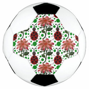 Schattig Lieveheersbeestje en Roze Bloem Patroon Voetbal