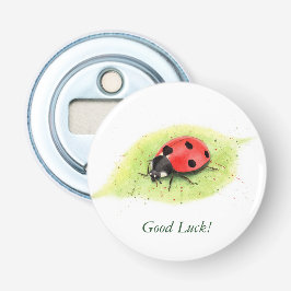 Schattig Lieveheersbeestje in Waterverf Button Flesopener