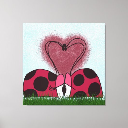 Schattig Lieveheersbeestje Koppel Canvas Afdruk (Voorkant)
