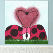 Schattig Lieveheersbeestje Koppel Canvas Afdruk (Insitu (Houten vloer))