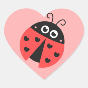 Schattig lieveheersbeestje met zwarte harten hart sticker