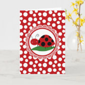 Schattig Lieveheersbeestje Op Een Blad - Meisjes R Kaart (Gele Bloem)