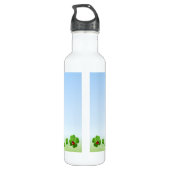 Schattig lieveheersbeestje, vier-blad klavers op l waterfles  (Achterkant)