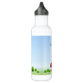 Schattig lieveheersbeestje, vier-blad klavers op l waterfles  (Links)