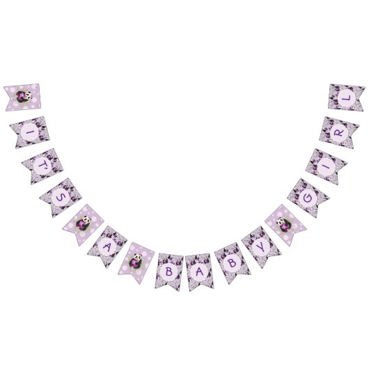 Schattig Lila Baby shower van het Beer Panda Vlaggetjes (Alle)