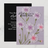 schattig lila paars borduurachtig bloemig maaltijd kaart (Voorkant / Achterkant)