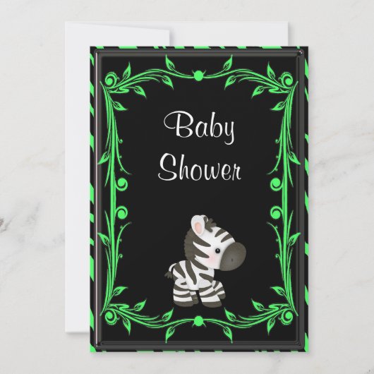 Schattig limoen groen Zebra Baby shower Kaart (Voorkant)