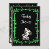 Schattig limoen groen Zebra Baby shower Kaart (Voorkant / Achterkant)