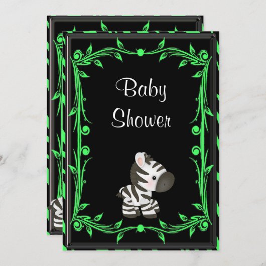 Schattig limoen groen Zebra Baby shower Kaart (Voorkant / Achterkant)