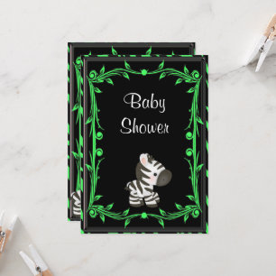 Schattig limoen groen Zebra Baby shower Kaart