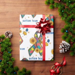 schattig lintje voor autisme bewustzijn puzzelstuk cadeaupapier