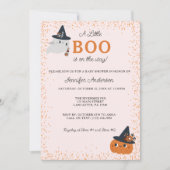 Schattig Little Boo Pumpkin en Ghost Baby shower Kaart (Voorkant)