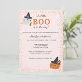 Schattig Little Boo Pumpkin en Ghost Baby shower Kaart (Staand voorkant)