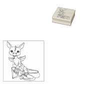 Schattig Little Dragon met Jewel Rubber Stamp Rubberstempel (Gestempeld)