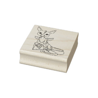 Schattig Little Dragon met Jewel Rubber Stamp Rubberstempel