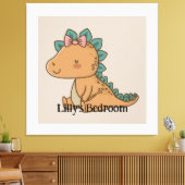 Schattig Little Girl Dinosaur - Schattige Dino Des Canvas Afdruk (Insitu (Woonkamer))