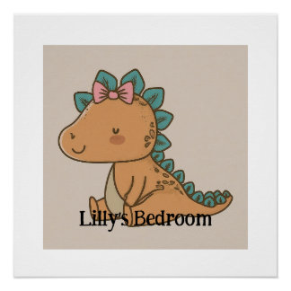 Schattig Little Girl Dinosaur - Schattige Dino Des Perfect Poster