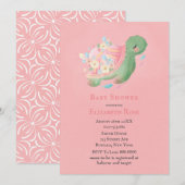 Schattig Little Turtle roze Baby shower Invitation (Voorkant / Achterkant)