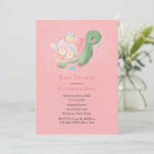 Schattig Little Turtle roze Baby shower Invitation (Staand voorkant)