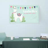 Schattig Llama gepersonaliseerd kinderverjaardagsf Spandoek (Beurs)
