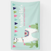 Schattig Llama gepersonaliseerd kinderverjaardagsf Spandoek (Verticaal)