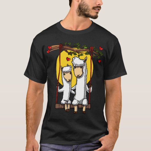 Schattig Llama Koppel Alpaca T-shirt (Voorkant)