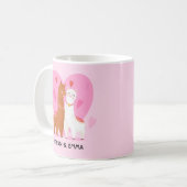 Schattig Llama Koppel Persoonlijke Valentijnsdag Koffiemok (Voorkant links)