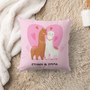 Schattig Llama Koppel Persoonlijke Valentijnsdag Kussen
