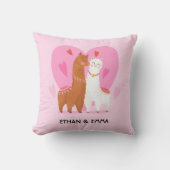 Schattig Llama Koppel Persoonlijke Valentijnsdag Kussen (Voorkant)