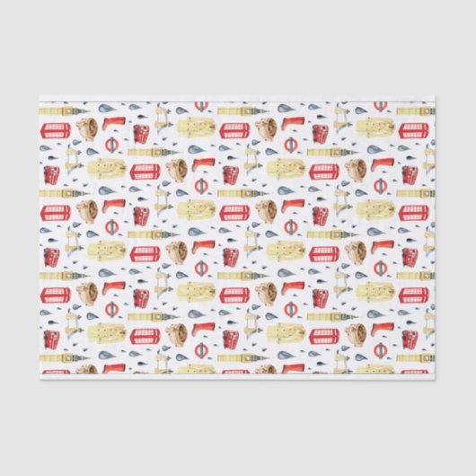 Schattig Londen Engeland UK Tissue Paper Tissuepapier (Voorkant)
