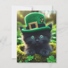 Schattig Lucky Black St. Patrick's Day Kitten Briefkaart