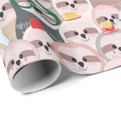 Schattig Luiaard Dier Cartoon Grappig Dier Cadeaupapier (Rol Hoek)