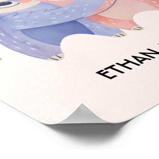 Schattig Luiaard Stel Gepersonaliseerde Valentijns Poster (Hoek)