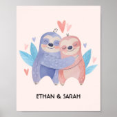 Schattig Luiaard Stel Gepersonaliseerde Valentijns Poster (Voorkant)