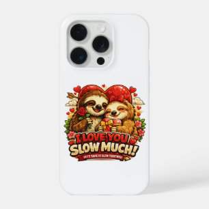 Schattig luiaard Valentijnsdag-liefdesontwerp, ik iPhone 15 Pro Case