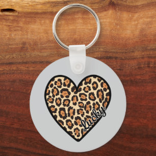 Schattig Luipaard Hart Valentijnsdag cadeau Sleutelhanger
