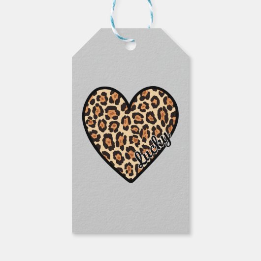 Schattig luipaardhart Valentijnsdag cadeau Cadeaulabel (Achterkant)