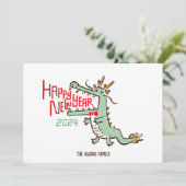 Schattig Maand Nieuw Jaar Jaar Van De Draak 2024 Kaart (Staand voorkant)