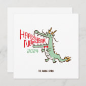 Schattig Maand Nieuwjaar Jaar Van Draak 2024 Feestdagenkaart (Voorkant / Achterkant)