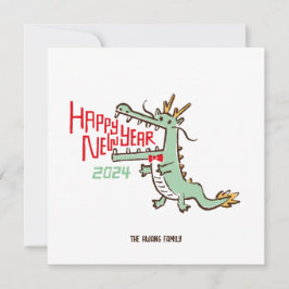 Schattig Maandnieuwjaar Jaar Van De Draak 2024 Feestdagenkaart