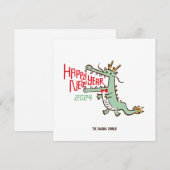 Schattig Maandnieuwjaar Jaar Van Draak 2024 Feestdagenkaart (Voorkant / Achterkant)