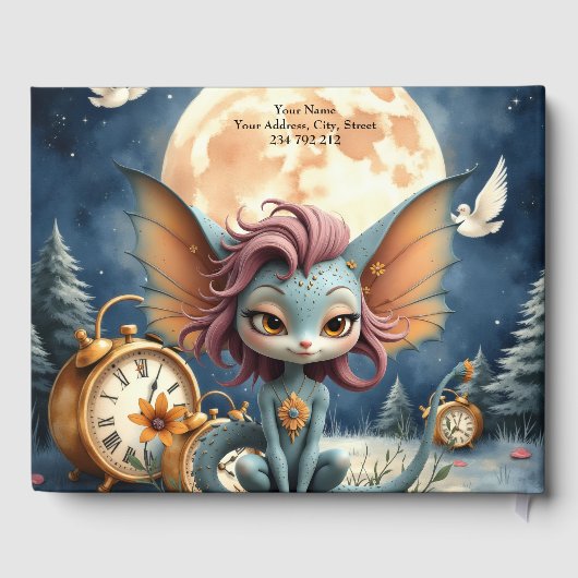 Schattig Maanlicht Fantasie Wezen Gastenboek (Achterkant)