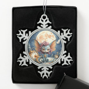Schattig Maanlicht Fantasie Wezen Tin Sneeuwvlok Ornament