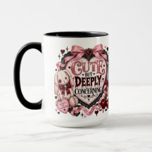 Schattig maar diep bezorgd Coquette Goth 15oz mok