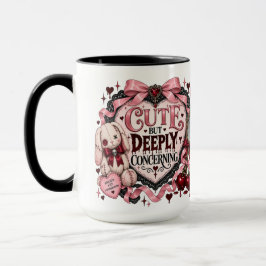 Schattig maar diep bezorgd Coquette Goth 15oz mok