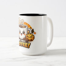 Schattig "Maar Eerst Koffie" Cartoon Personage