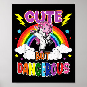 Schattig maar gevaarlijk karate taekwondo eenhoorn poster